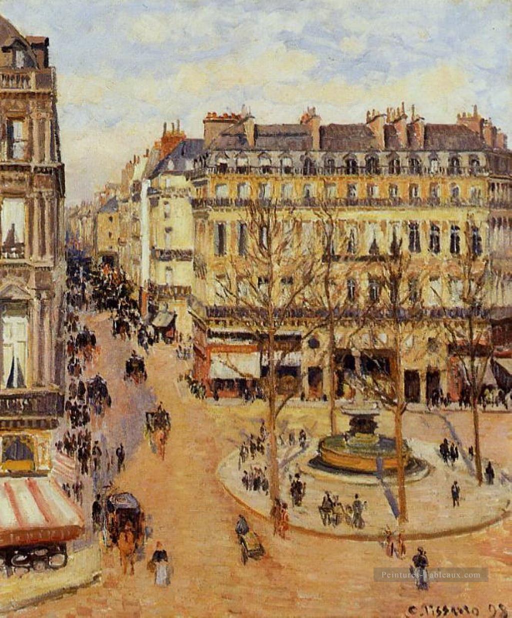 rue saint honore morning sun effect place du theatre francais 1898 Camille Pissarro Peintures à l'huile